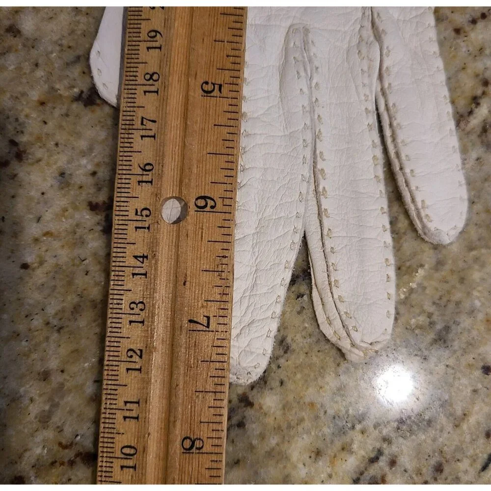 Vtg Size XS-S Off White Soft Leather Formal 7.5